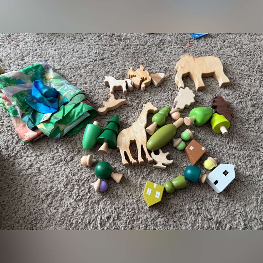 Wooden Forest Animal Playset with Sarah’s Silks